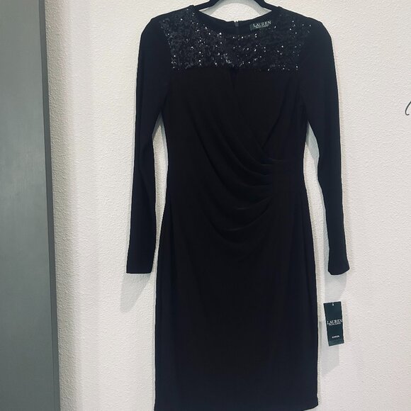 LAUREN by RALPH LAUREN Women's Sequined-Yoke Jersey Dress - Picture 2 of 7